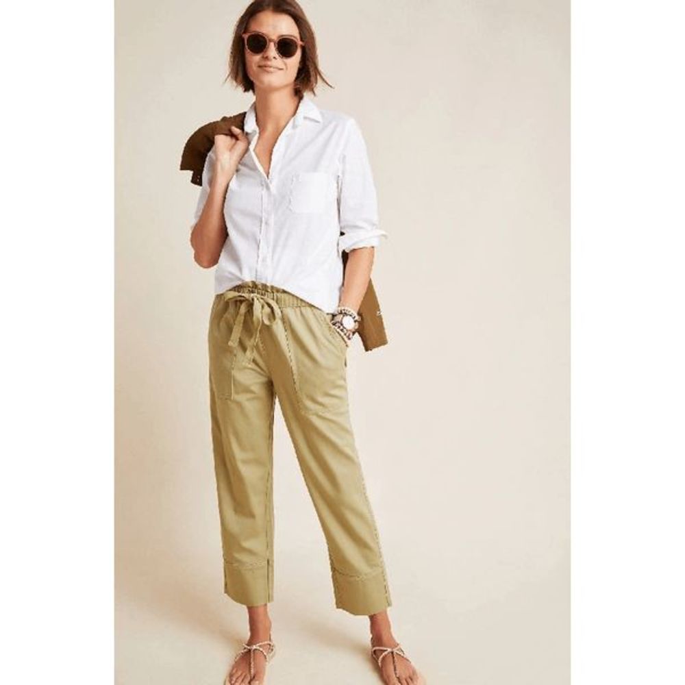 Frye x Anthropologie Domi Paperbag Waist Pants Green Women's Size 28